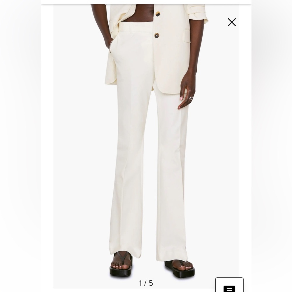 Frame Denim Cream Wide-Leg Trousers